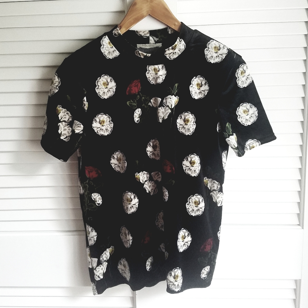 ZARA Trafaluc Velour Mock Neck Top S